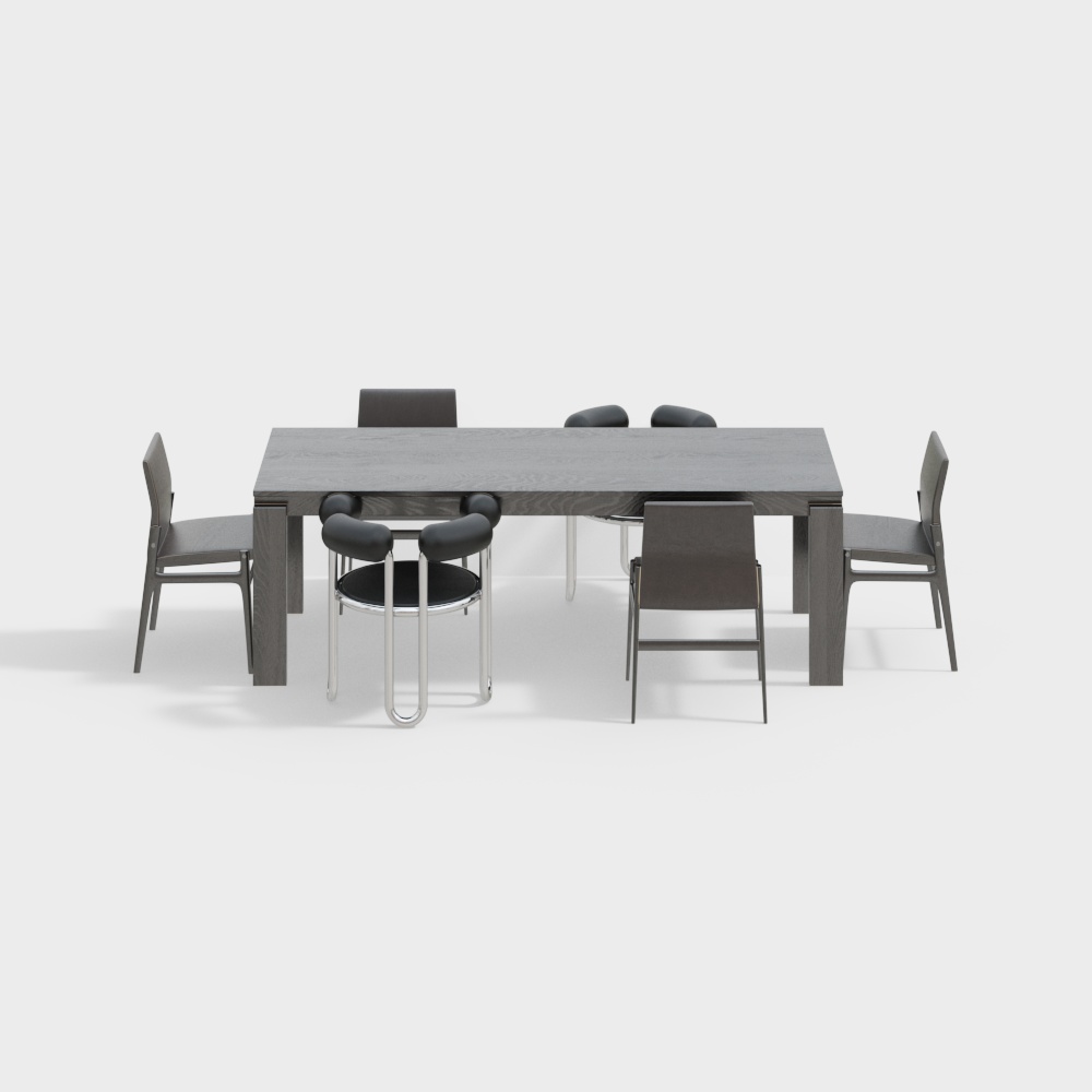 Urban Dining Table & Chair Set – Modern Low-Poly Design
