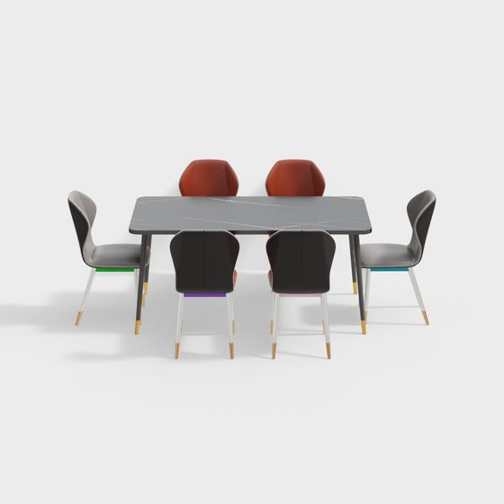 Chic Dining Table and Chairs Set 3D model for Urban Spaces