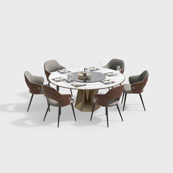 Urban Dining Table 3D model for Modern Interiors