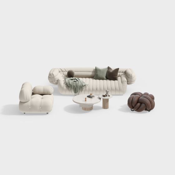 Elegant Cozy Living Room Set 3D model