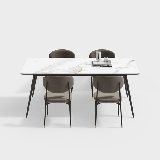 Modern Minimalist Dining Table and Chair Set 3D model