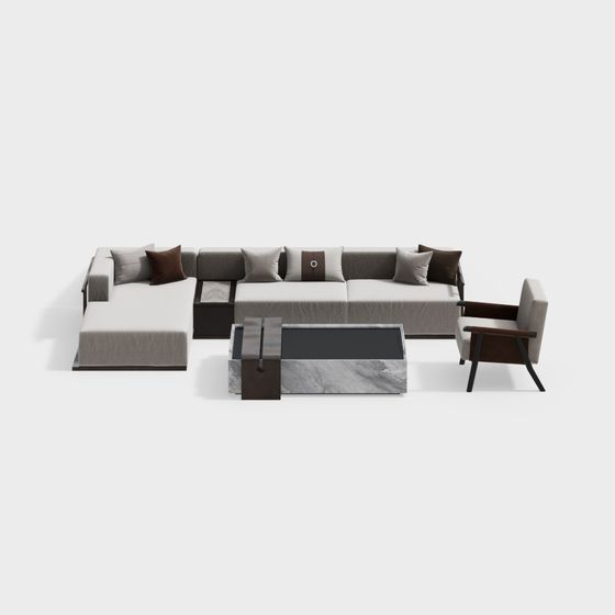 Stylish 3D Sofa Set Model for Modern Interiors