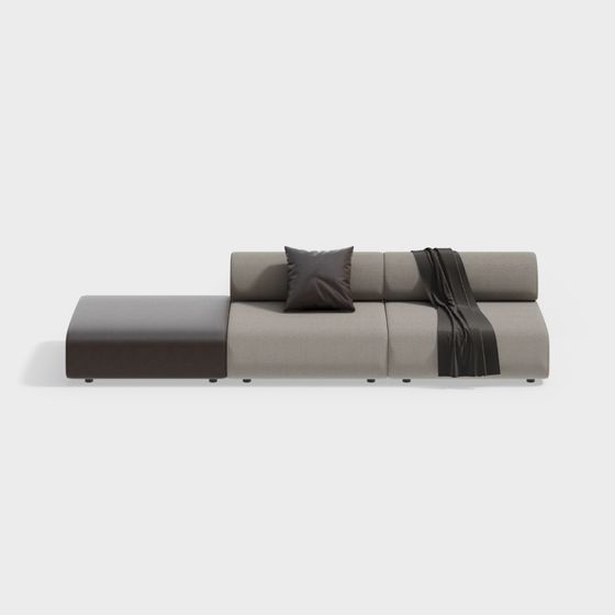 Elegant Low-Polygon Sofa 3D model for Contemporary Spaces