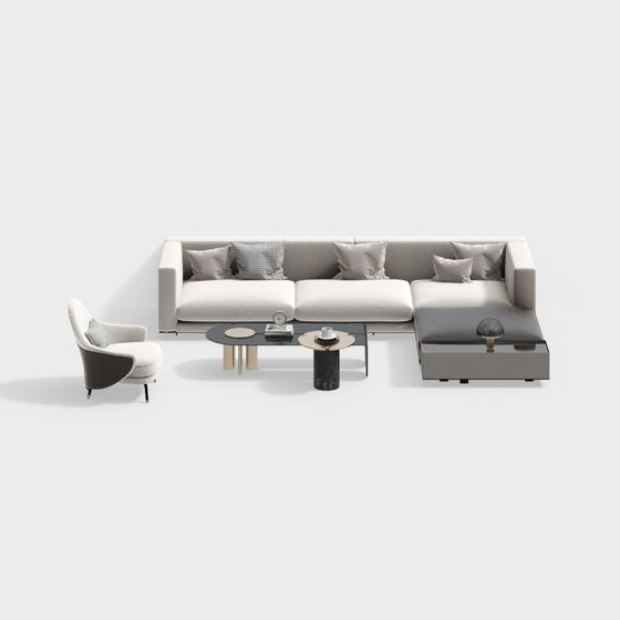Urban Comfort 3D model Sofa Set for Modern Spaces