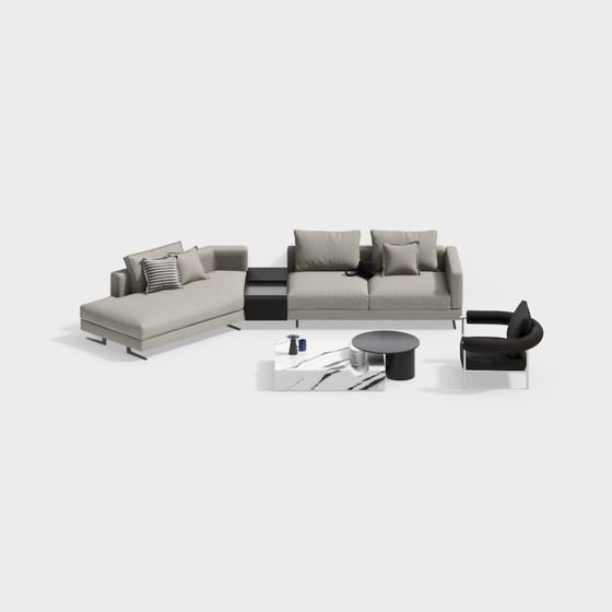 Stylish Urban Living Room 3D Model for Creative Projects