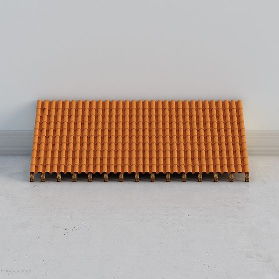 Vibrant Orange Roof 3D Model in Low Poly Style