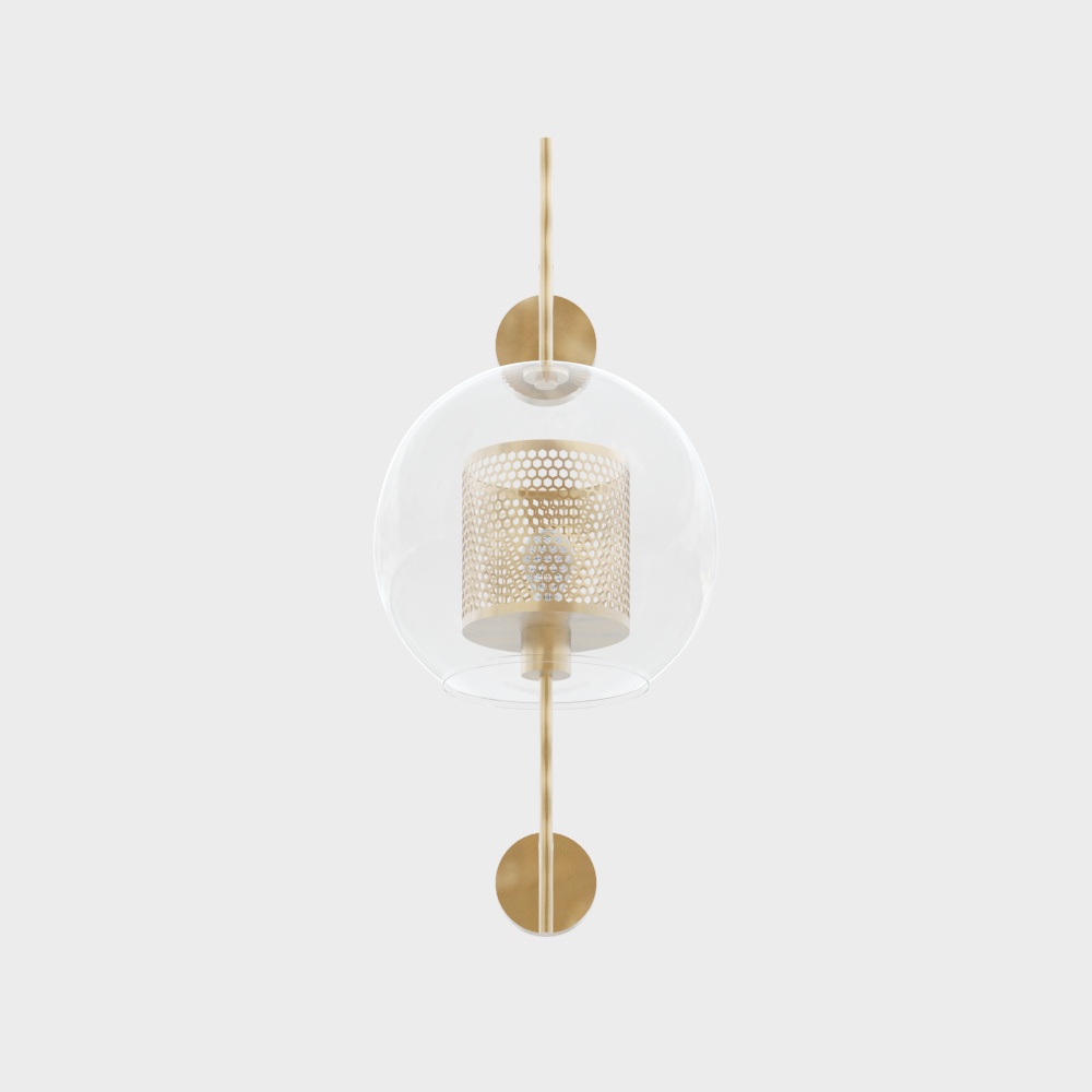 Elegant Minimalist 3D Lamp Model – Golden Metal & Glass