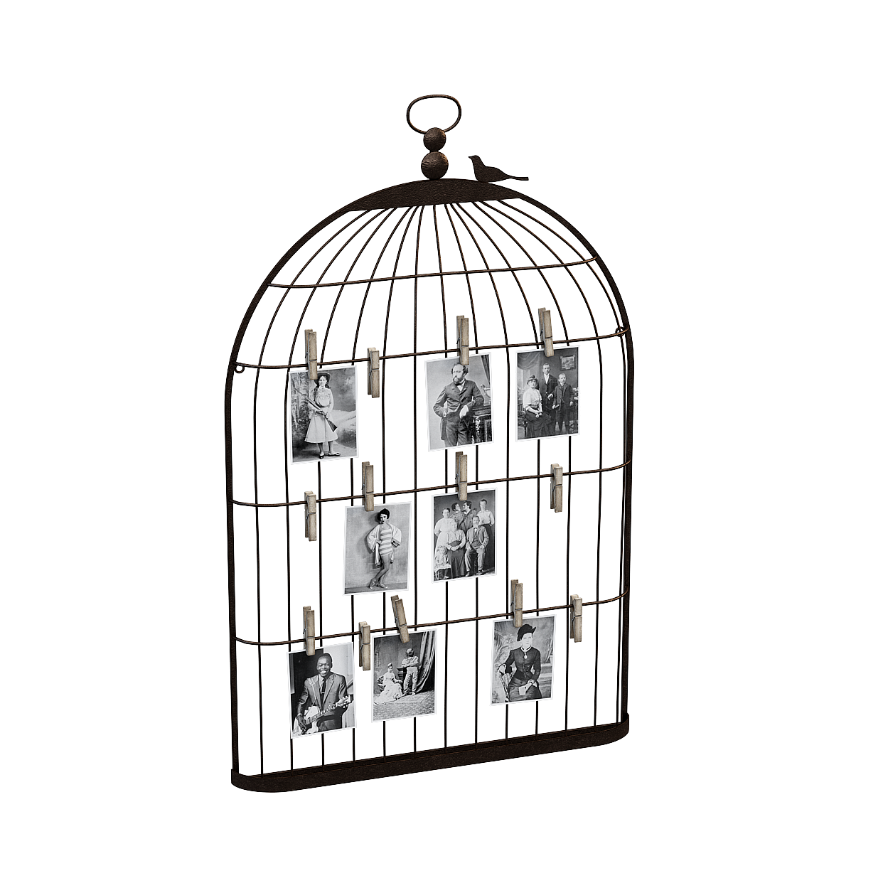 Nostalgic Frame Birdcage 3D Model – Vintage Metal & Wood