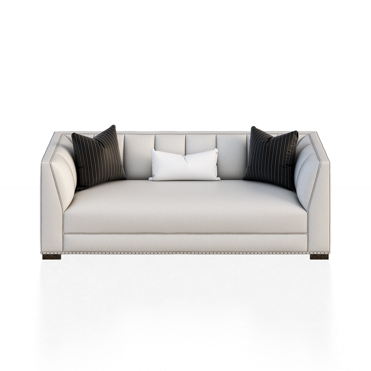 Contemporary Low-Polygon Sofa 3D Model – Gray Fabric Design