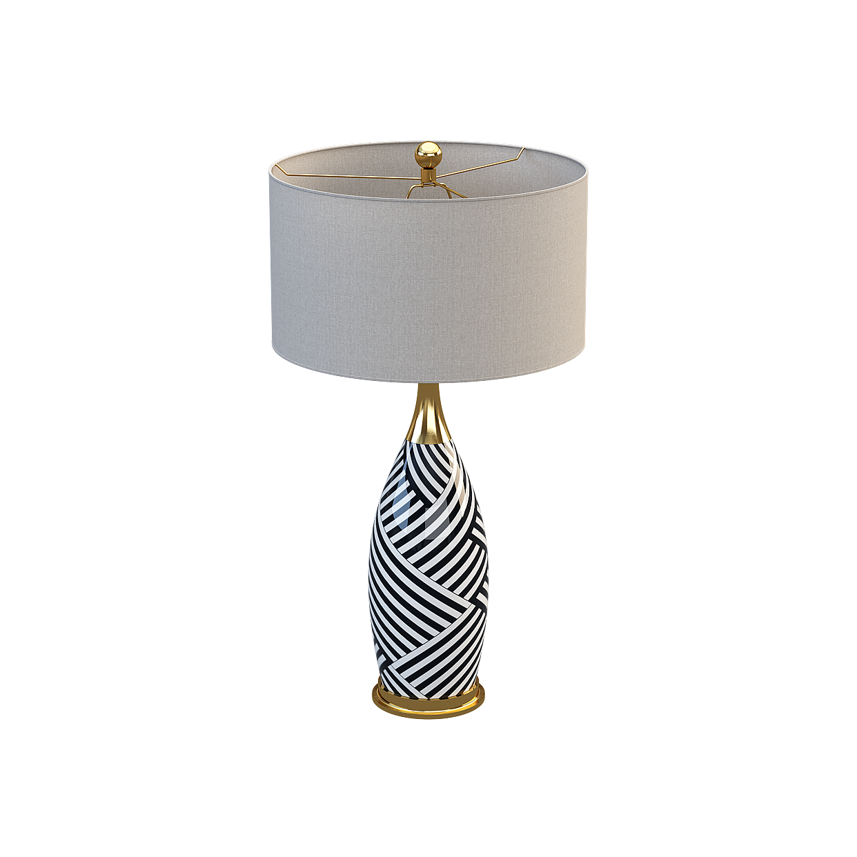 Elegant Polygonal Table Lamp 3D Model – Modern Black & White