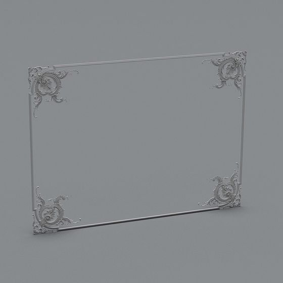Elegant Low-Polygon Decorative Mirror Frame 3D model