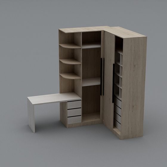 L-Shaped Desk and Storage Cabinet 3D model
