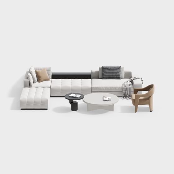 Urban Living Room Set 3D model for Modern Interiors