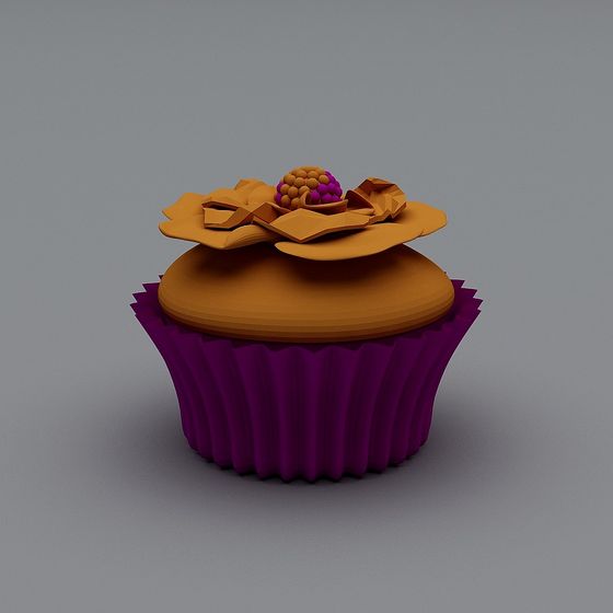 Artistic Low-Poly Cupcake 3D model