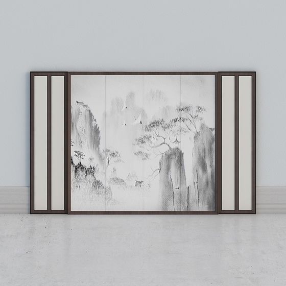 Artistic Mountain and Water Screen 3D model for Inspiration