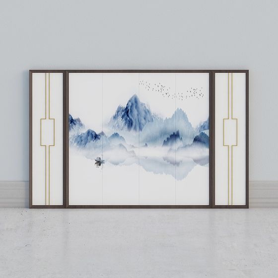 Stunning Landscape Folding Screen 3D model