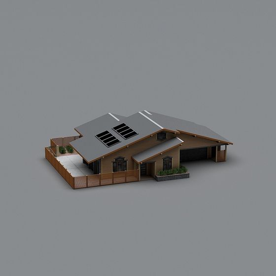Low-Polygon Residential 3D Model with Modern Design