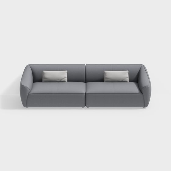 Stylish Low-Poly Gray Sofa 3D Model for Modern Interiors
