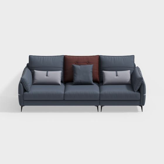 Elegant Low-Polygon Sofa 3D Model