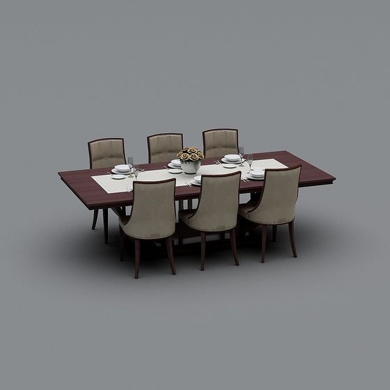 Elegant Dining Table and Chairs 3D model for Modern Interiors