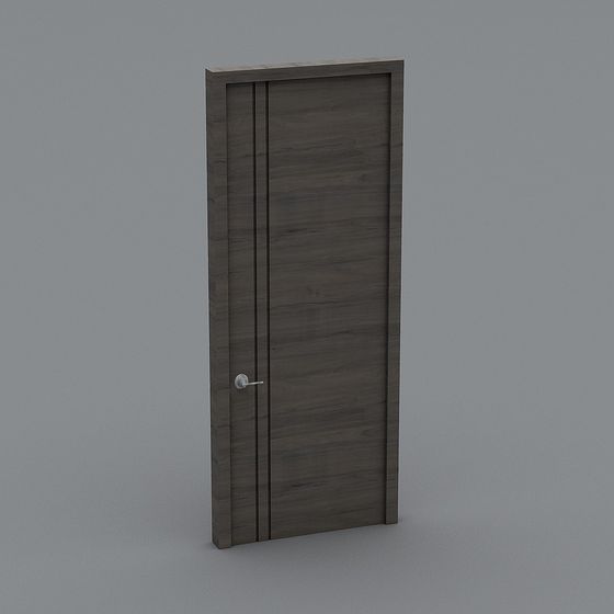 Elegant Low-Polygon Gray Wood Door 3D model