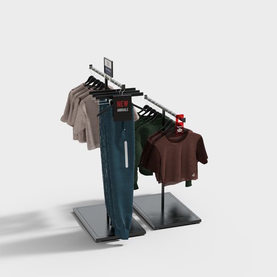 Modern Clothing Rack Display 3D model