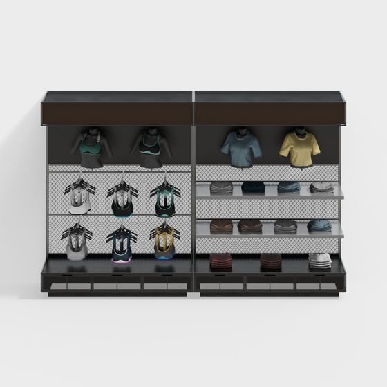 Stylish 3D Model of Clothing Display Cabinet