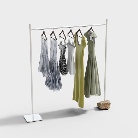 Stylish Low-Poly Clothing Rack 3D Model
