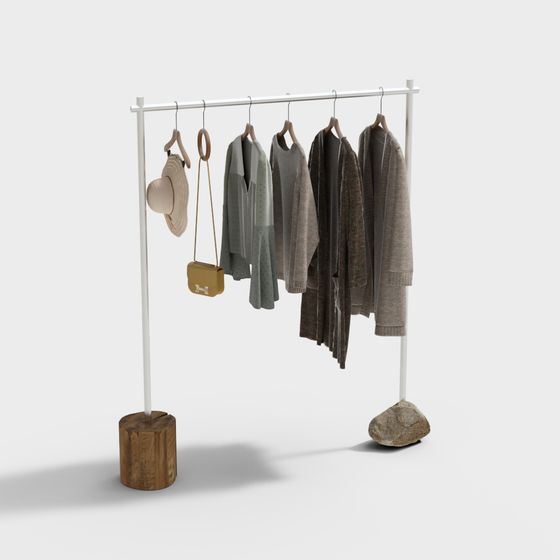 Chic Low Poly Clothes Hanger 3D model for Modern Spaces