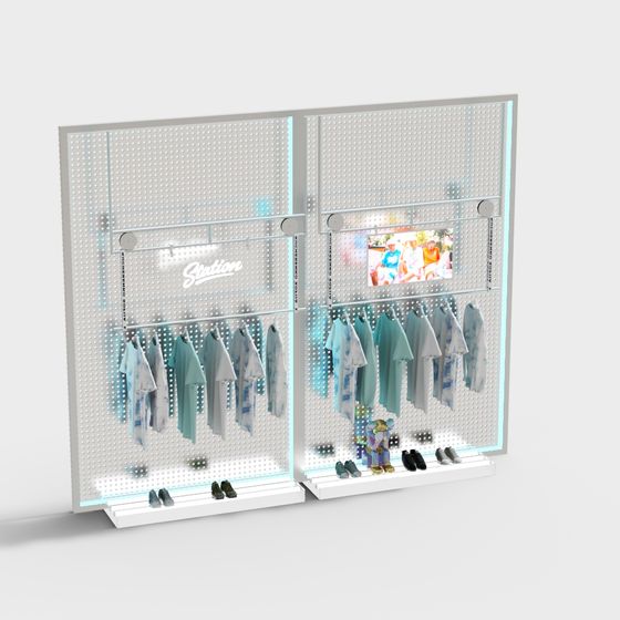 Stylish Low-Poly Clothing Display Rack 3D model