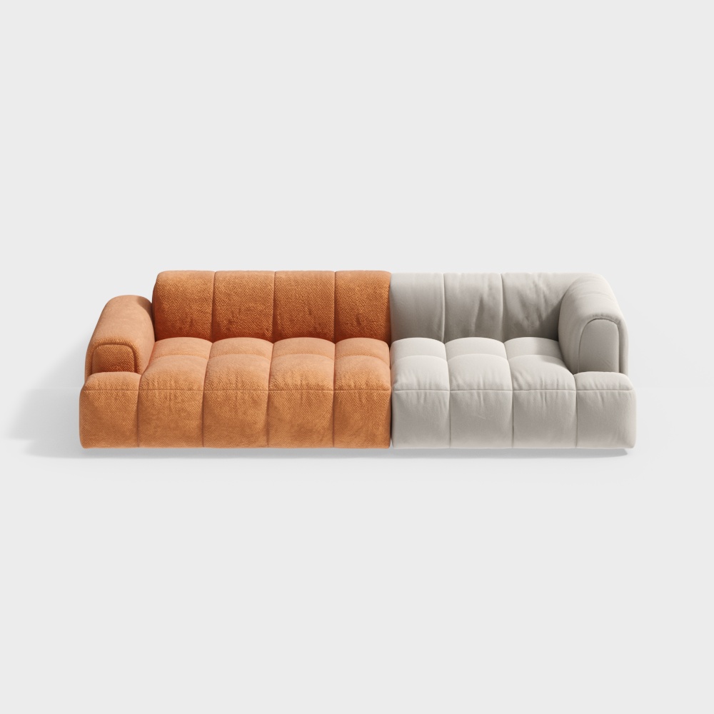 Stylish Low-Polygon Sofa 3D Model – Modern Fabric Design