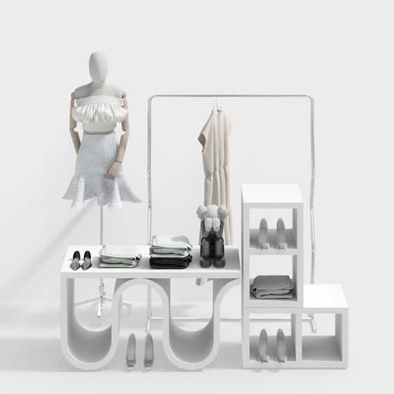 Modern Minimalist Clothing Display Rack 3D model