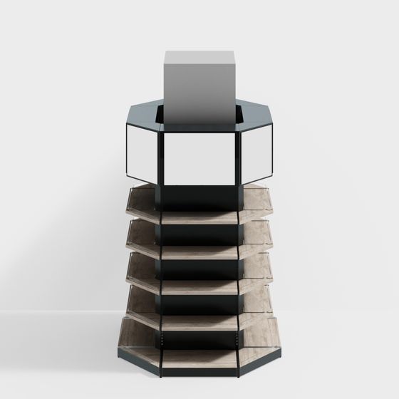 Hexagonal Display Rack 3D model for Creative Spaces