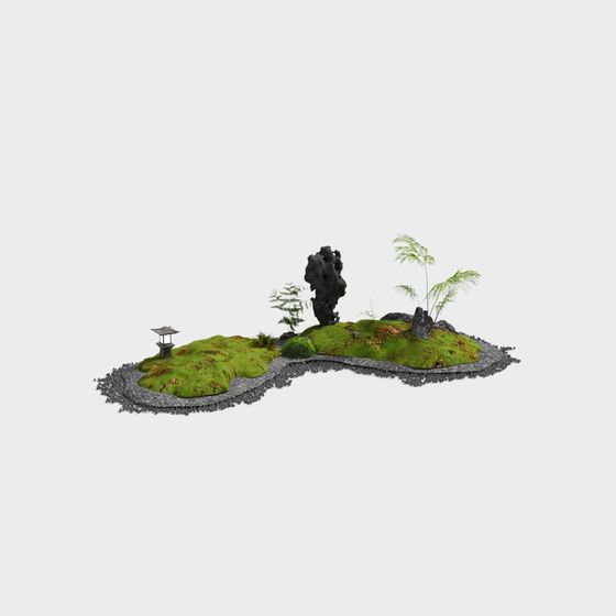 Zen Garden 3D model - Tranquil Oasis of Harmony