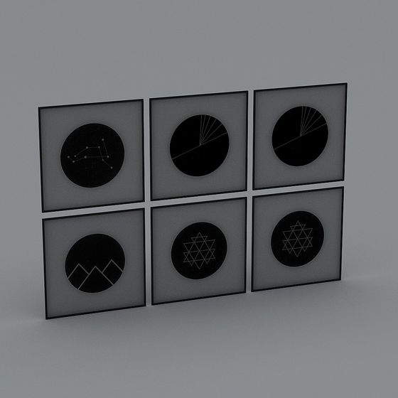 Six Abstract Paintings 3D Model with Unique Geometry