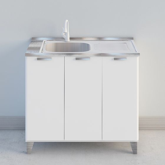 Modern Stainless Steel Sink Cabinet 3D Model