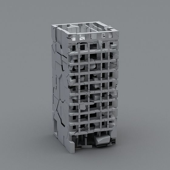 Broken Tower 3D Model - Low Poly Design