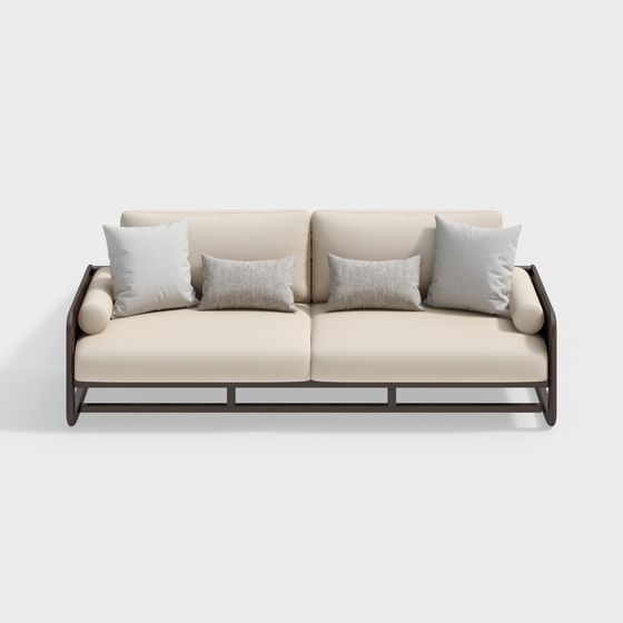 Elegant Low-Polygon Sofa 3D model for Modern Interiors