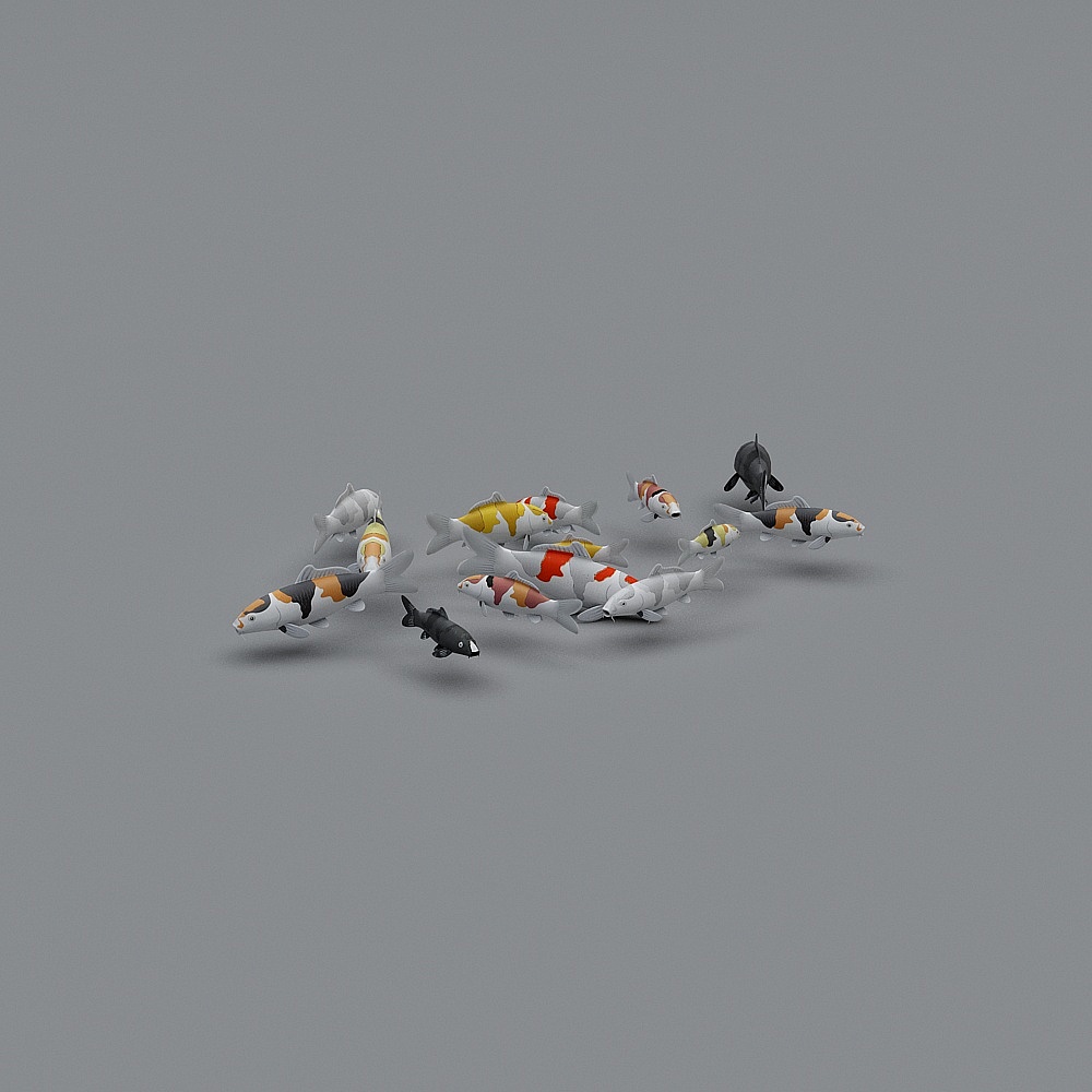 Vibrant Low-Poly Koi Fish 3D Model