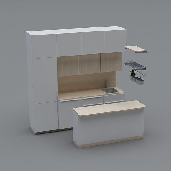 Modern Minimalist Kitchen Unit 3D Model
