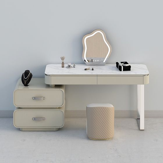 Modern Wood Dressing Table Combination 3D Model