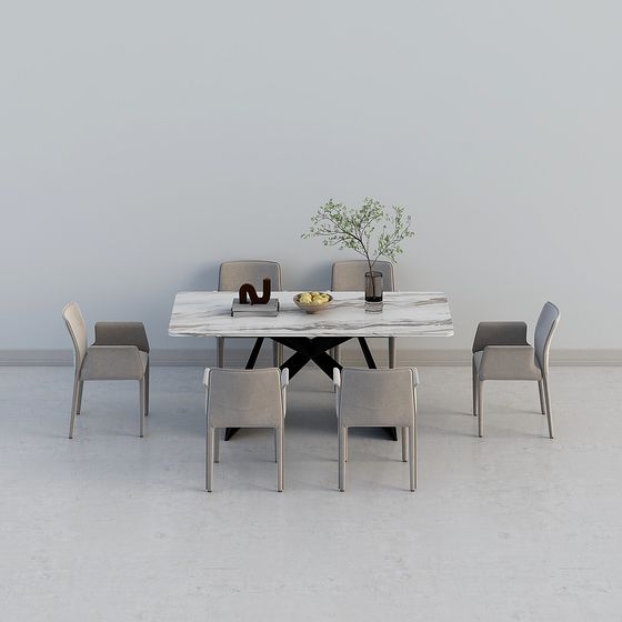 Stylish Black Dining Table Set 3D Model for Modern Dining