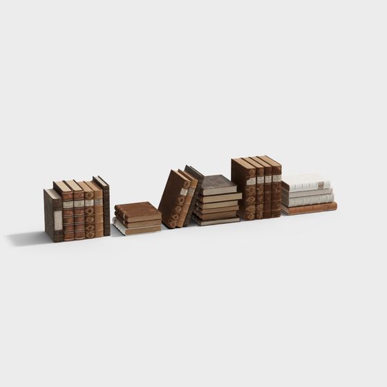 Vintage Book Stack 3D model