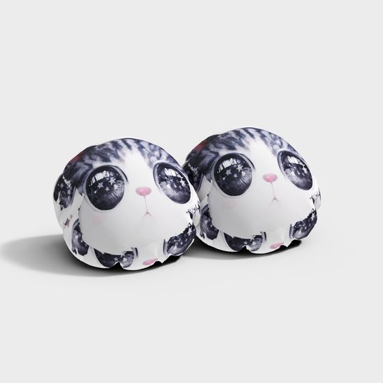 Adorable Low-Poly Cat Head Pillow 3D model