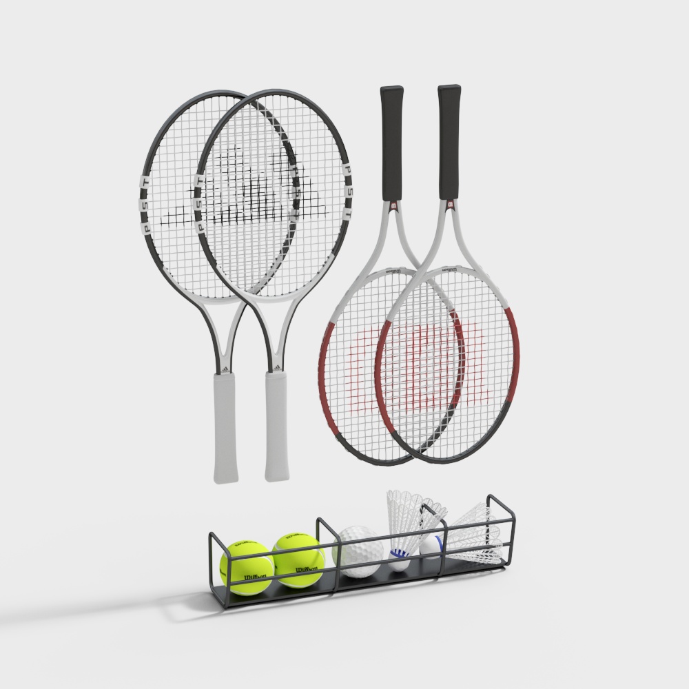 Sports Equipment Storage Rack 3D Model – Low-Poly Design