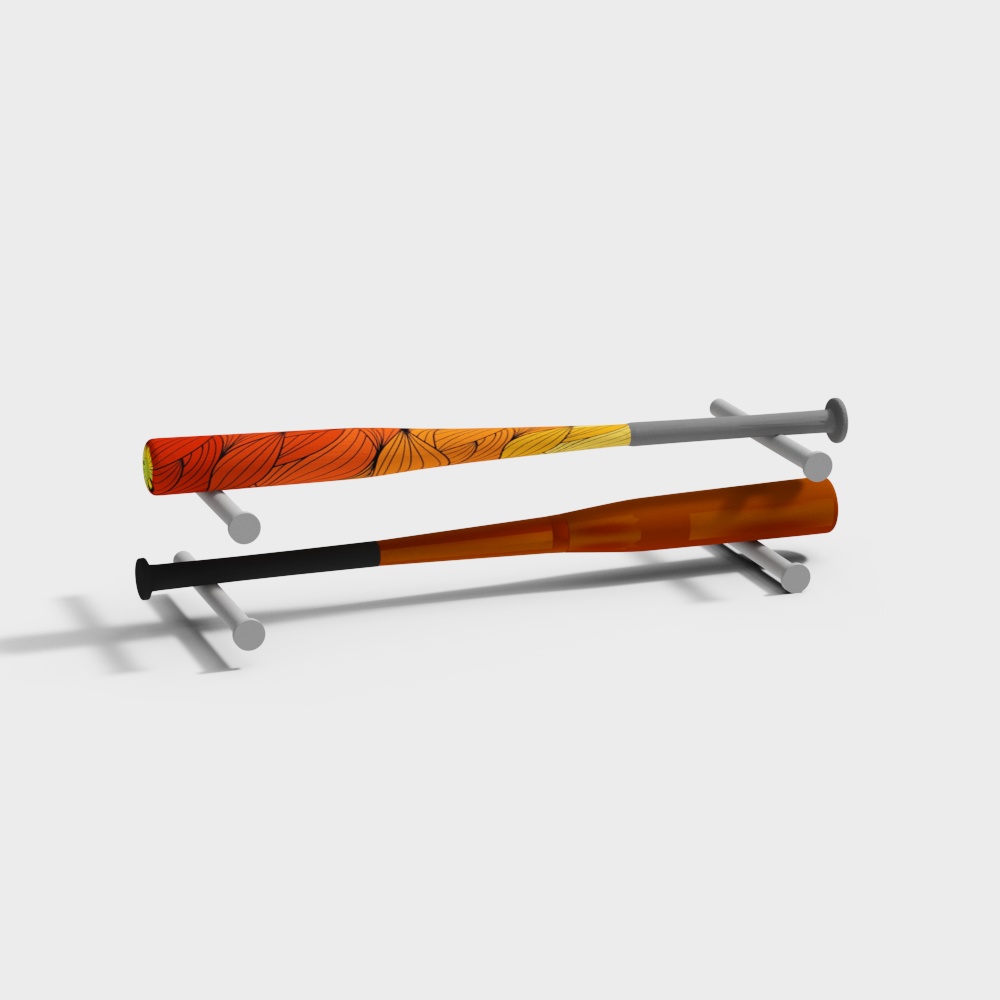Vibrant Low-Poly Baseball Bat – Gradient Texture Model