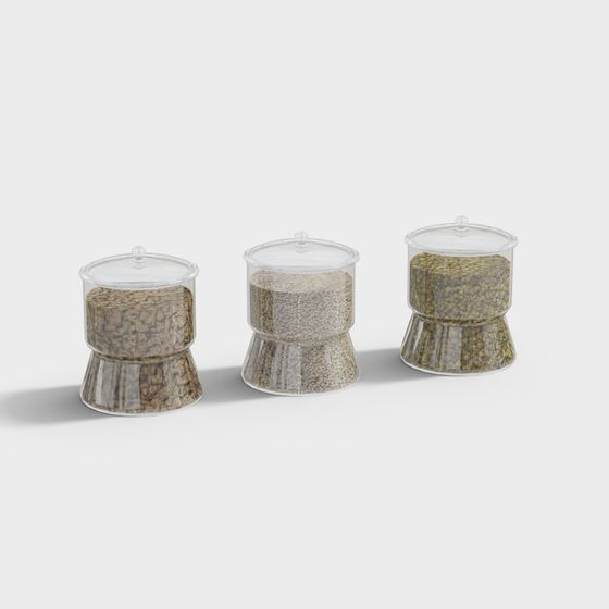 Elegant Glass Storage Jar Set 3D model for Creative Spaces