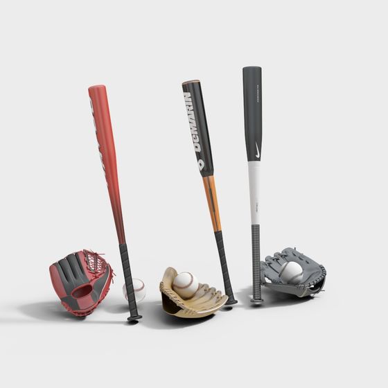 Realistic Baseball Equipment 3D Model