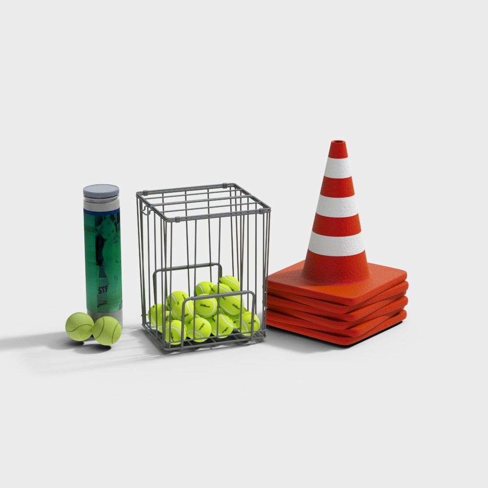 Sports Equipment 3D Model – Low-Poly Athletic Gear