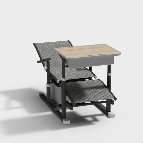 Modern School Desk and Chair 3D model